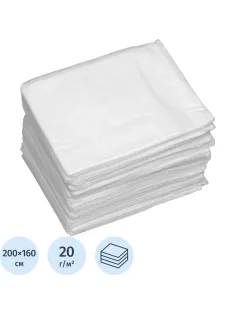 Простыня 200x160, смс, белый, 15шт/уп, штучно, 600-711
