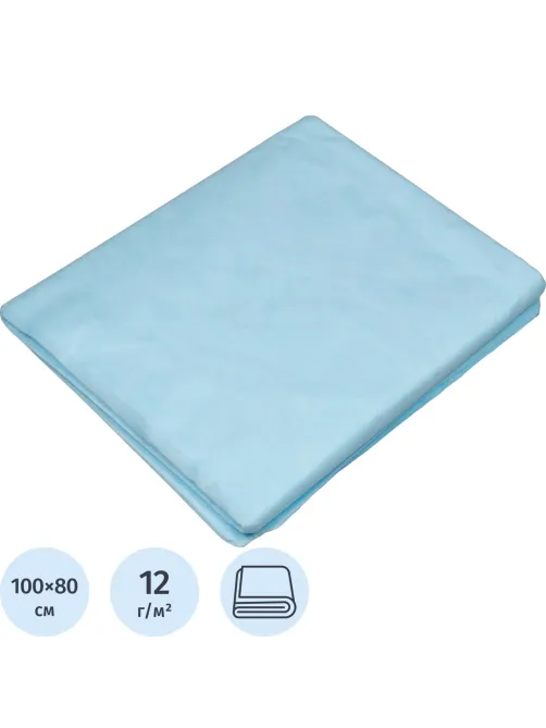 Простыня 100x80, смс, голубой, Стандарт, 50шт/уп, 00-975