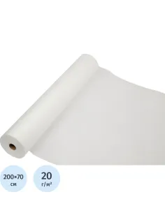 Простыня в рулоне 70х200, белый (100шт/рул), SMS, пл.20, А3, 12440