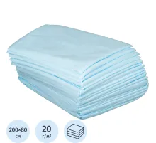 Простыня 200x80, смс, голубой, 20шт/уп, штучно, 02-932