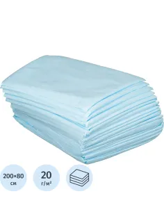 Простыня 200x80, смс, голубой, 20шт/уп, штучно, 02-932