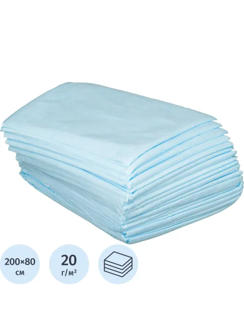 Простыня 200x80, смс, голубой, 20шт/уп, штучно, 02-932