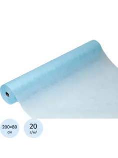 Простыня в рулоне 80х200, голубой (100шт/рул), SMS, пл.20, А3, 12682