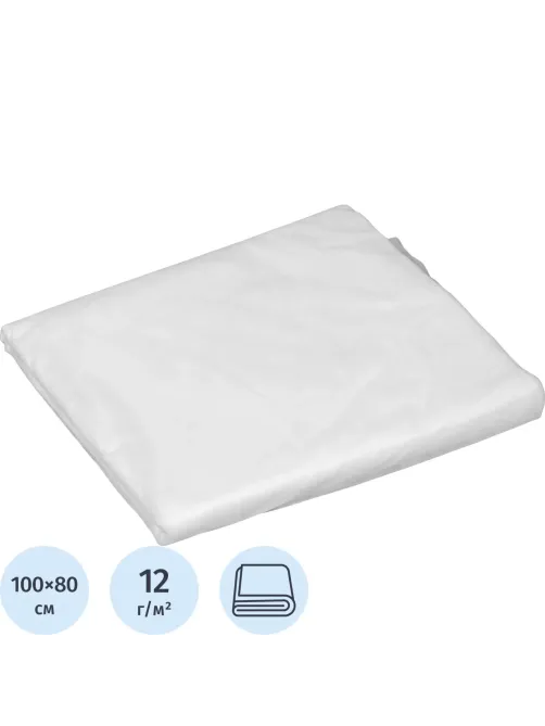Простыня 100x80, смс, белый, Стандарт, 50шт/уп, 00-976