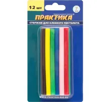Стержни клеевые ПРАКТИКА d7х100мм, 6 цветов, 12шт. (641-671)