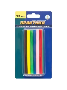 Стержни клеевые ПРАКТИКА d7х100мм, 6 цветов, 12шт. (641-671)