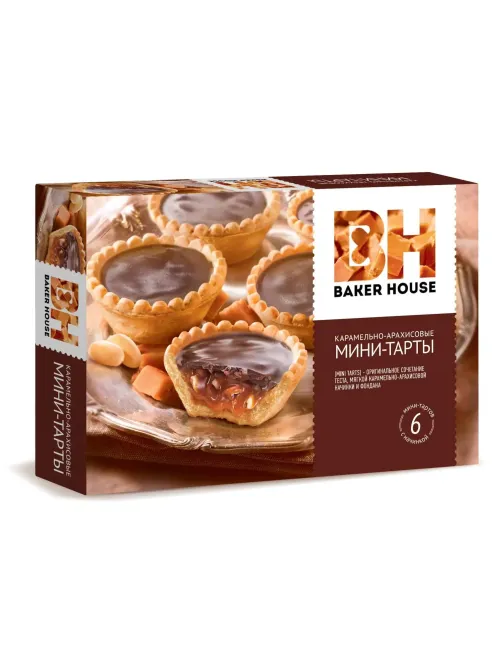 Пирожное Мини-тарты Baker House с карамельно-арахисовой начинкой, 240г