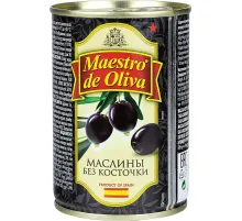 Маслины Консервация Maestro de Oliva черные без косточки, 280г
