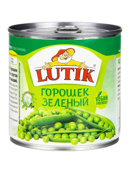 Горошек Консервация Lutik зеленый, 425мл