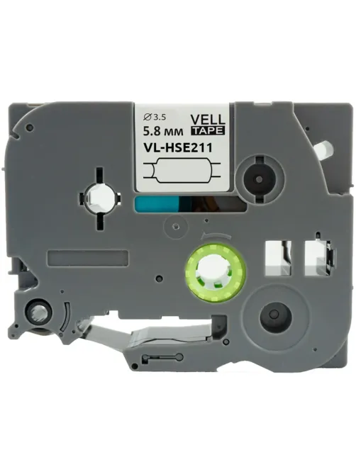 Трубка термоусадочная Vell HSE-211(Brother HSE 211,5.8мм,чер.на бел)Brother