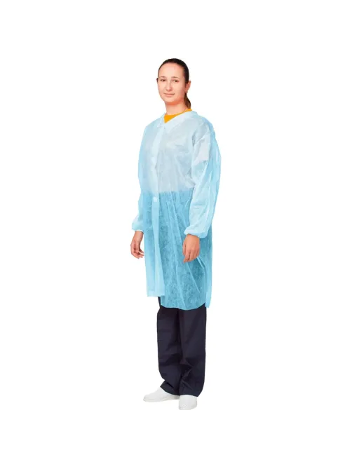 Халат на липучках 20гр/м2 р.XL, голубой (10шт/упак),арт.406-878-006,к
