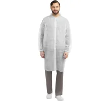 Халат на кнопках 20гр/м2 р.XL, белый (10шт/упак),арт.406-877-002,к