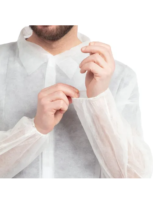 Халат на липучках 20гр/м2 р.XL, белый (10шт/упак),арт.406-878-002,к