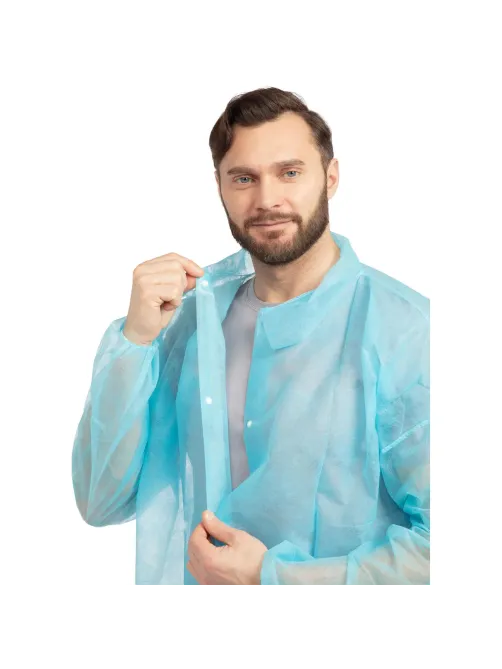 Халат на кнопках 20гр/м2 р.XL, голубой (10шт/упак),арт.406-877-006,к