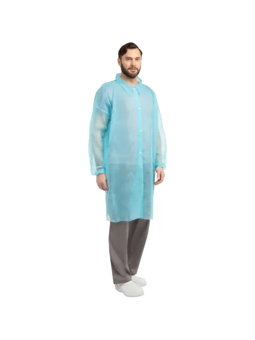 Халат на кнопках 20гр/м2 р.XXXL , голубой (10шт/упак),арт.406-877-008,к