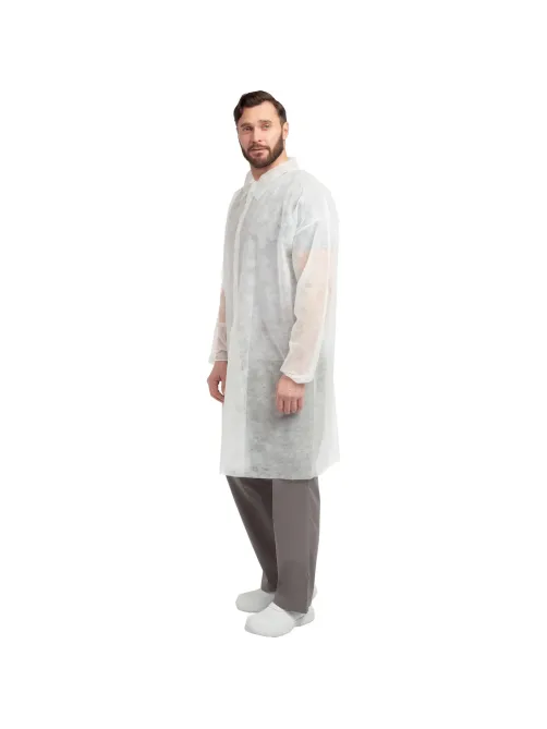 Халат на липучках 20гр/м2 р.XL, белый (10шт/упак),арт.406-878-002,к