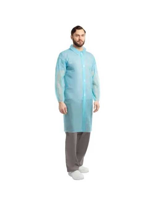 Халат на липучках 20гр/м2 р.XL, голубой (10шт/упак),арт.406-878-006,к