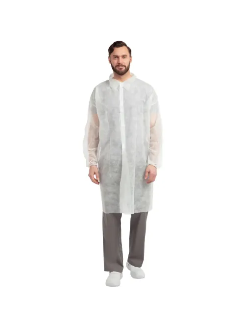 Халат на липучках 20гр/м2 р.XXL, белый, (10шт/упак),арт.406-878-003,к