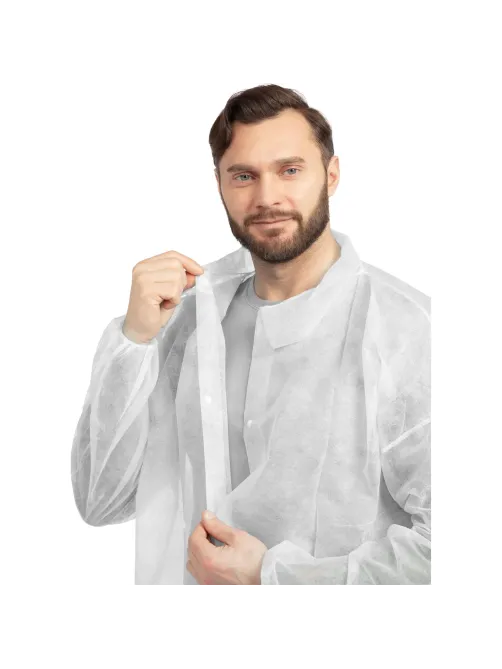 Халат на кнопках 20гр/м2 р.XL, белый (10шт/упак),арт.406-877-002,к