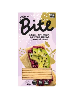 Хлебцы кукурузно-рисовые Bite с морской солью,без глютена,натуральные, 150г