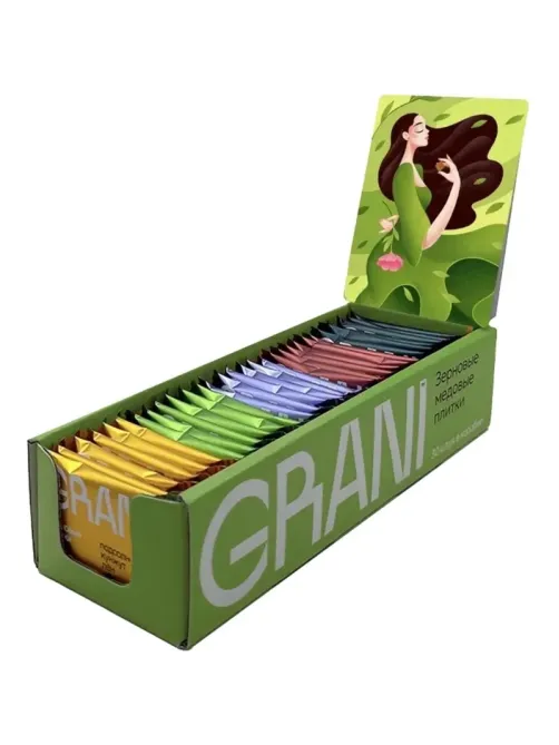 Зерновые плитки медовые GRANI ассорти 7гx30шт/уп 880690/880744