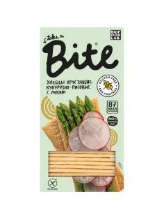 Хлебцы кукурузно-рисовые Bite с луком,без глютена,натуральные, 150г