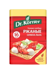 Хлебцы Dr.Korner Ржаные хрустящие с семенами льна, 100гх10шт/уп