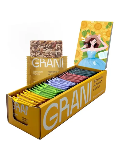 Зерновые плитки медовые GRANI ассорти 7гx30шт/уп 880690/880744
