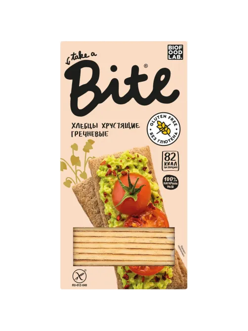Хлебцы гречневые Bite,без глютена, натуральные, 150г