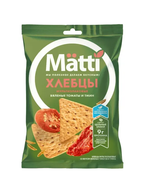 Хлебцы Matti мультизлаковые с вялеными томатами и тмином, 75г