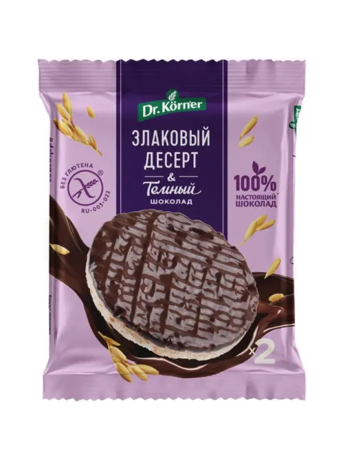 Хлебцы Dr.Korner Злаковый десерт с темным шоколадом рисовый,34гх17шт/уп