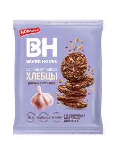 Хлебцы цельнозерновые Baker House ржаные с чесноком, 50г