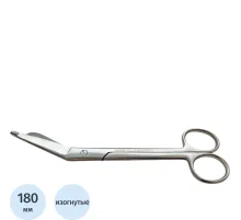 Ножницы для разрезания повязок с пуговкой, гориз/изогн, 180 мм, JO-21-122