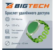 Браслет доступа (RFID-браслет) пружинный Bigtech EM-Marine,зеленый