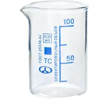 Мерный стакан 100 мл с делением, Н-1-100, ТС, 16 шт/уп