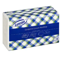Салфетки бумажные Luscan NonStop 1слбелые цел1/4 слож100л/пач