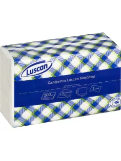 Салфетки бумажные Luscan NonStop 1слбелые цел1/4 слож100л/пач