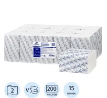 Салфетки бумажные Luscan Professional N4 2сл 200л 15пач/уп