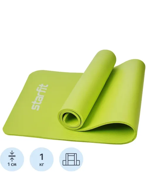 Коврик для йоги  STARFIT FM-301 NBR, 1,0 см, 183x61см,лаймовый, ЦБ-00002281