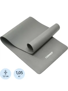 Коврик для йоги TORRES SOFT, YL10112, NBR(синт.каучук), толщина 1,2см/серый