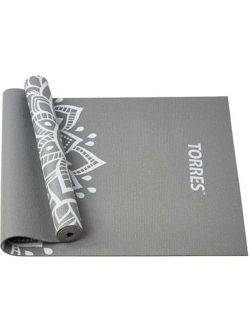 Коврик для йоги TORRES Relax 4, YL12224G, PVC 4 мм, нескольз, серый