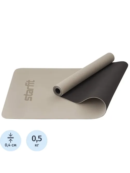 Коврик для йоги STARFIT FM-201 TPE, 0,4 см, 183x61см, черн/сер, ЦБ-00001689