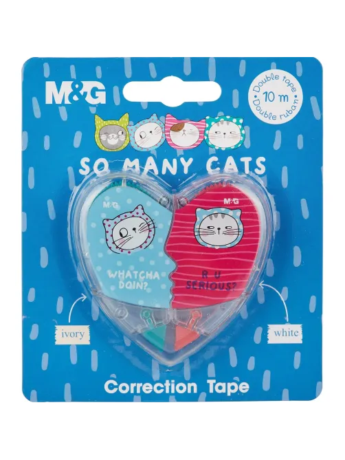 Корректирующая лента M&G So Many Cats 5мм x 5м, 2 шт.в упак, в ассорт