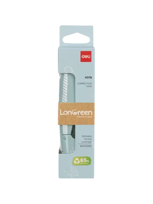 Корректирующая лента Deli LonGreen EH378,5мм х 6м, 65% PCR, 3цв в асс