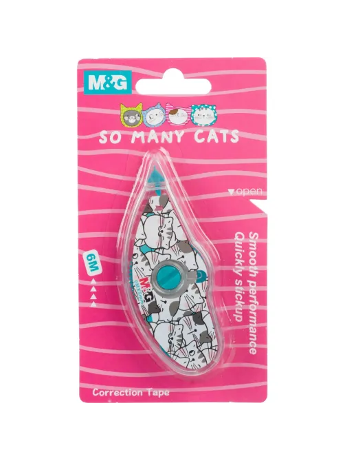 Корректирующая лента M&G So Many Cats 5 мм x 6 м, ассорти, блистер