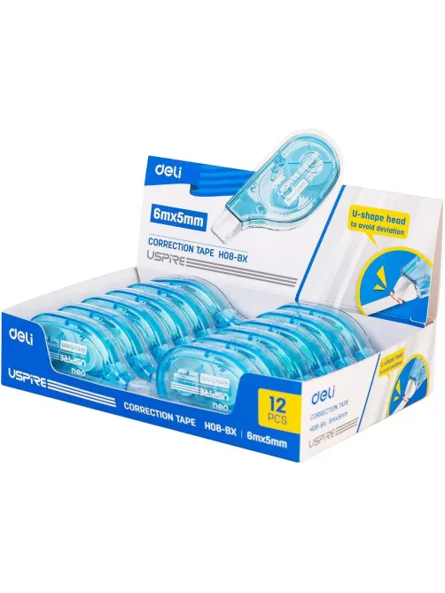 Корректирующая лента Deli Uspire 5 мм x 6 м, цвет корпуса: синий
