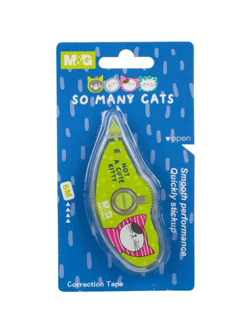 Корректирующая лента M&G So Many Cats 5 мм x 6 м, ассорти, блистер