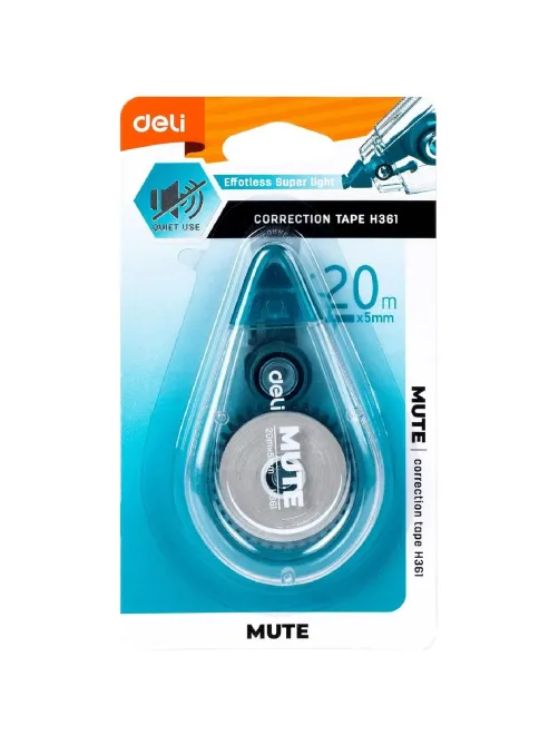 Корректирующая лента Deli Mute EH361 5 мм x 20м беззвучная ассорти блистер