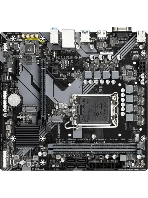 Материнская плата Gigabyte B760M H DDR4, s1700, B760, 2xDDR4-3200, mATX