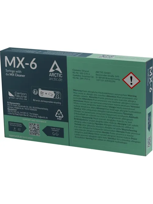 Термопаста Arctic Cooling MX-6 4 грамма with 6pcs MX Cleaner ACTCP00084A